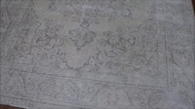 Ivory White Wash Vintage Tabriz Worn Wool Hand-Knotted Oriental Rug253135 смотреть онлайн
