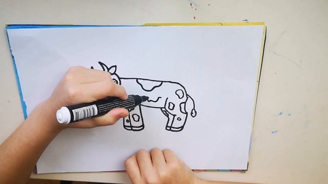 Как нарисовать корову. Мультик-раскраска для детей. смотреть онлайн
