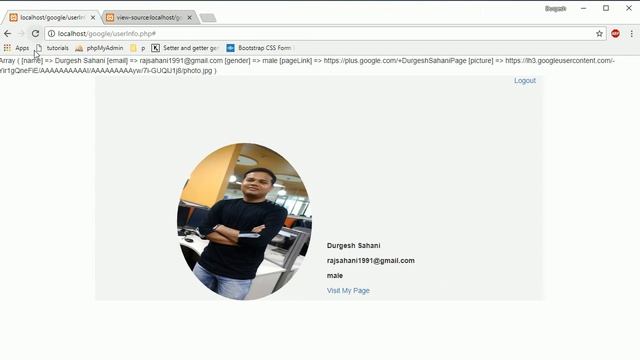 Login with google in php: Show user profile and implement logout in php part3 смотреть онлайн