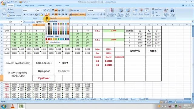 SPC in excel sheet, Cp & Cpk calculation with graph OR control chart смотреть онлайн