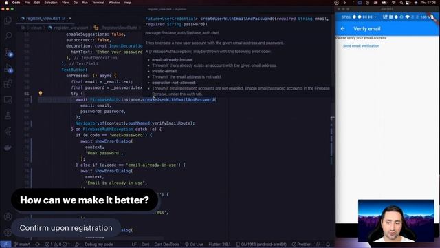 Chapter 22 - Error Handling in Register View, Next Screen After Registration - Free Flutter Course смотреть онлайн