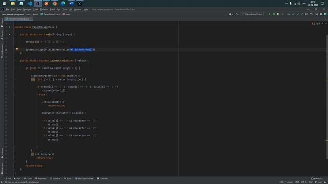 Java program: valid parentheses or not смотреть онлайн
