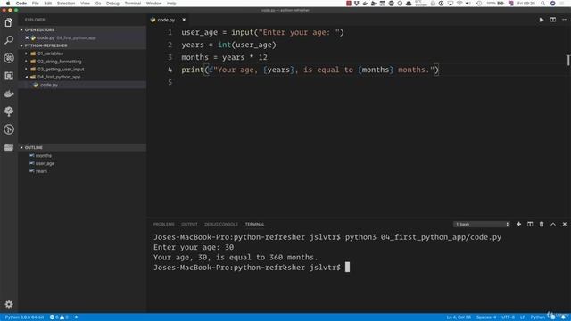 02 - A Full Python Refresher - 006 Writing our first Python app смотреть онлайн