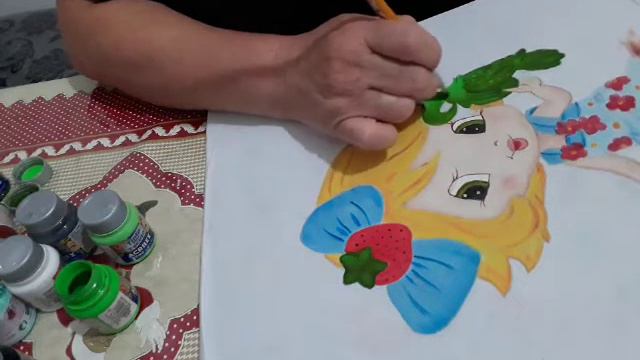 Aula 33 - Elo Serpa Pintura em Tecido para iniciante. Como pintar o papagaio , menina com louro. смотреть онлайн