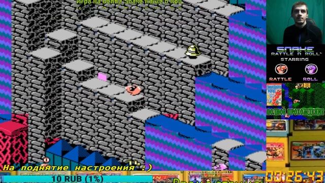 Snake Rattle n Roll - прохождение / или попытка прохождения | Игра на (Dendy, Nes, Famicom, 8 bit) смотреть онлайн