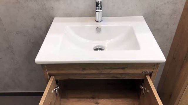 Тумба с раковиной Comforty Марио 60 00-00004155 Дуб темный смотреть онлайн
