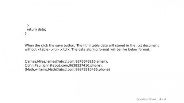 HTML : How to save Html table data in .txt file?