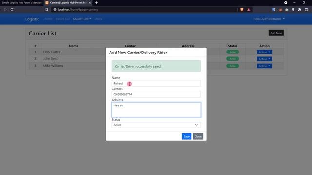 Simple Logistic Hub Parcel's Management System in PHP and SQLite DEMO смотреть онлайн
