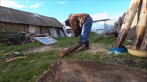 Подготовка и обработка столбов для забора / Защита древесины/ влог из деревни.