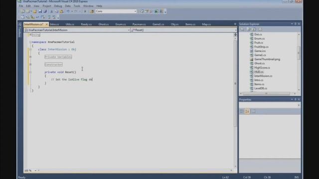 How to build a Pacman game in XNA - 64. InterMission Class (part 1) смотреть онлайн