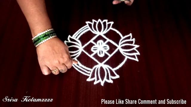 30. 5 Dot Small Easy and Beautiful Lotus flower Rangoli/ FridayRangoli/PandagaMuggu/LatestMuggu смотреть онлайн
