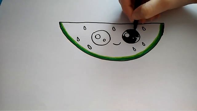 Как нарисовать дольку арбуза. Видео-урок//мультяшки познавашки смотреть онлайн