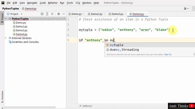 How to check the existence of an item in a Python Tuple | Amit Thinks смотреть онлайн