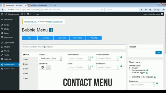 Wordpress Plugin "Bubble Menu" смотреть онлайн