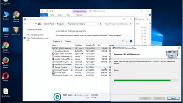Uninstall ESET NOD32 Antivirus 10 on Windows 10