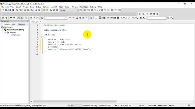 C++ program to print ASCII Value of All Characters in a String смотреть онлайн