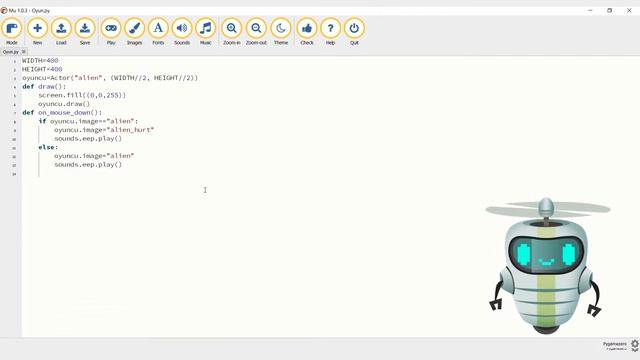 5. PyGame Zero | Oyun Karakterinin Görünümünü Değiştirme ve Oyuna Ses Ekleme смотреть онлайн
