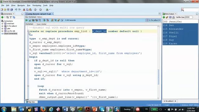 71/125 Oracle PLSQL: Dynamic SQL / REF Cursor смотреть онлайн