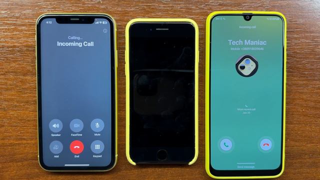 Yellow IPhone 11 Vs IPhone 7 Vs Samsung A50 