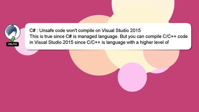 C# : Unsafe code won't compile on Visual Studio 2015 смотреть онлайн