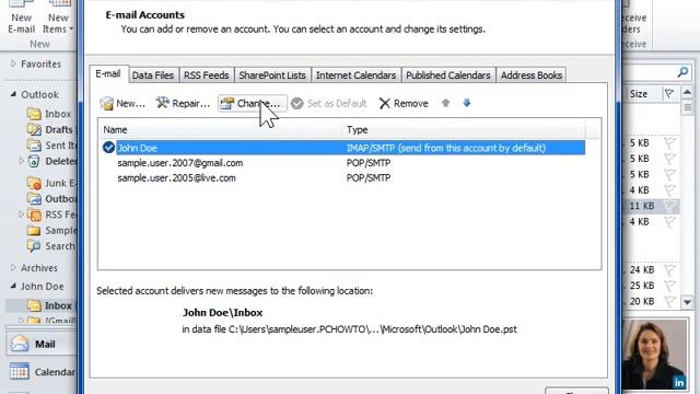 Outlook 2010 View or Change E-mail Account Settings смотреть онлайн