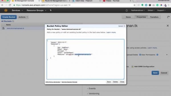 setting up static website with s3 bucket using custom domain name in route 53 in aws