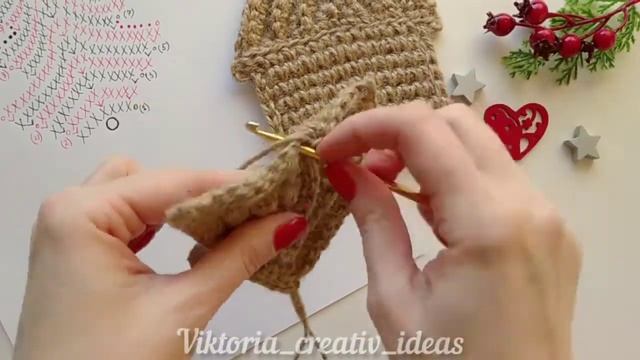 Вязаный ДОМИК из джута крючком. Новогодний декор, ёлочное украшение своими руками. Christmas DIY. смотреть онлайн