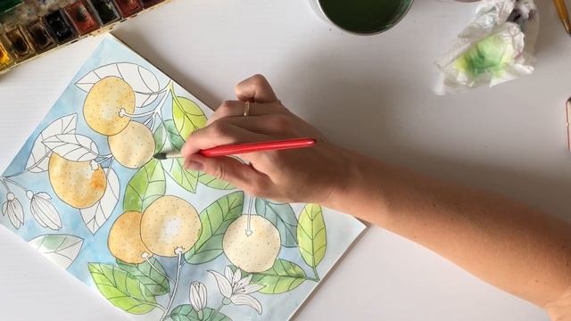 Как нарисовать АПЕЛЬСИНЫ акварелью// 9 ЭТАПОВ смотреть онлайн