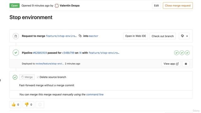 Udemy. Gitlab CI/CD. 33. Destroying environments (Clean-up after the Merge Request) смотреть онлайн