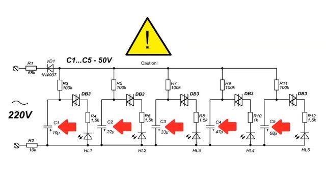Светодиодная гирлянда без транзисторов и микросхем