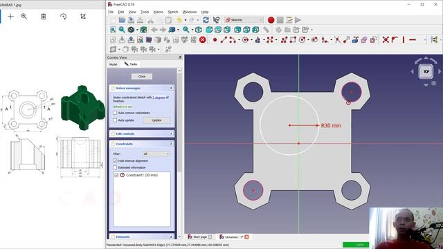 FreeCAD Exercise 1 3D Modeling Tutorial смотреть онлайн