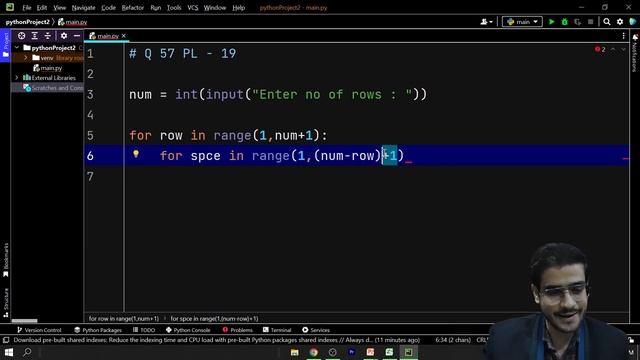 Star Patterns Python Program #25 | pyramid star pattern | Star Patterns python playlist смотреть онлайн