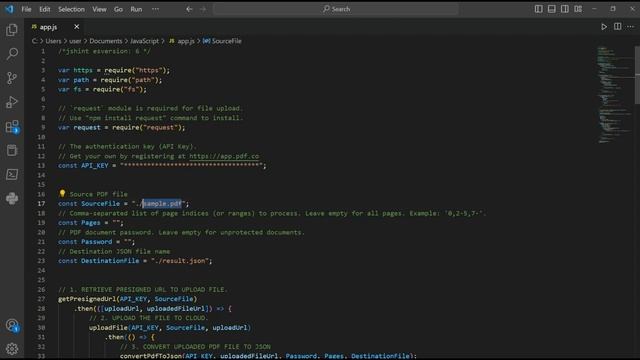 Convert PDF to JSON from Uploaded File in JavaScript (Node.js) смотреть онлайн