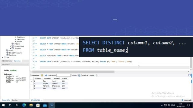 DISTINCT Statement in MySQL смотреть онлайн