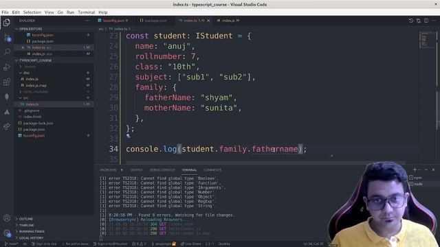 Typescript Tutorial in Hindi | Typescript function, interface | Full course | Part -2 смотреть онлайн