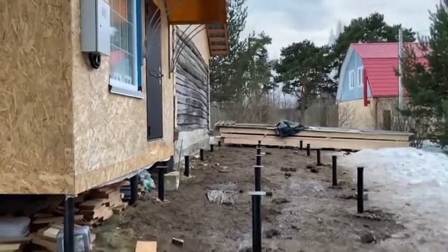 Пристройка к дому на винтовых сваях /Свая67 смотреть онлайн