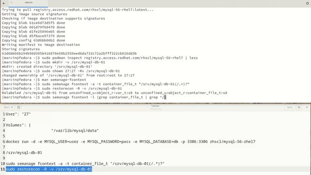 Podman: how to create a container that stores the MySQL database data into a host directory смотреть онлайн