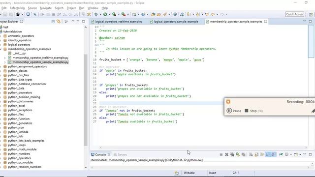 09 Python Membership Operators Basic Examples | Regularpython | Regular Python | Telugu Language смотреть онлайн