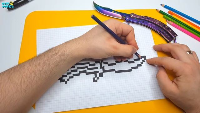 НОЖ БАБОЧКА градиент из CS:GO ! РИСУНКИ ПО КЛЕТОЧКАМ ! PIXEL ART butterfly knife Block Strike смотреть онлайн