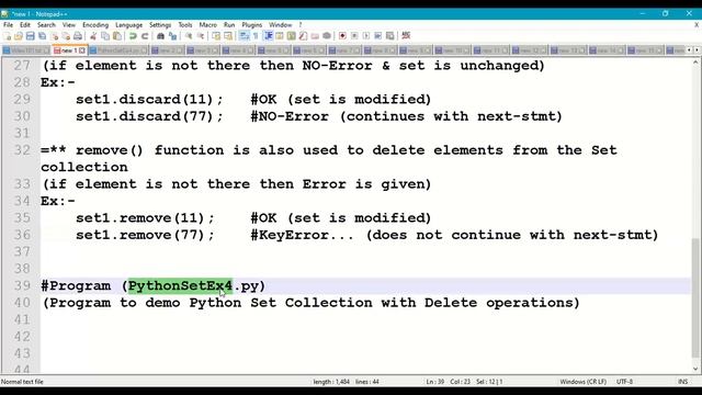 Python Set Collection with DELETE Operations || Python discard() function || Python remove() || #10 смотреть онлайн