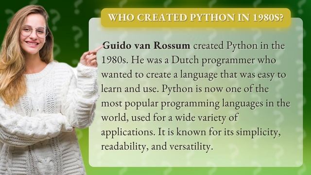 Who created Python in 1980s? смотреть онлайн