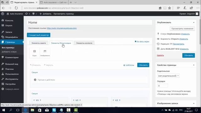Шаблон Auto-Insurance настройка страниц смотреть онлайн