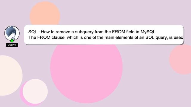 SQL : How to remove a subquery from the FROM field in MySQL смотреть онлайн