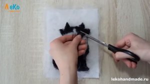 Картина из шерсти/ Как нарисовать кота шерстью/ Шерстяная акварель