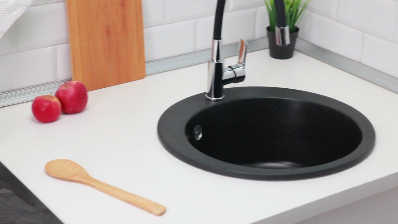 Кухонная мойка из искусственного камня Виктори, Alcora, цвет антрацит, матовая смотреть онлайн