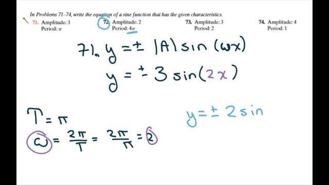 Write the equation of Sine or Cosine Given Amplitude and Period смотреть онлайн