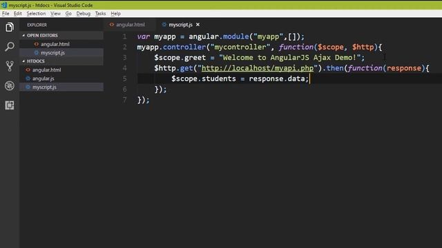 AngularJS Ajax demo with $http service in XAMPP part II смотреть онлайн
