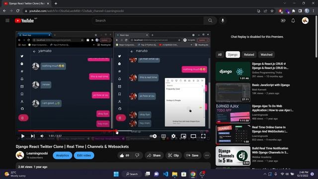 Django and React Twitter Clone Tutorial | Django Channels | ( Intro 1) смотреть онлайн