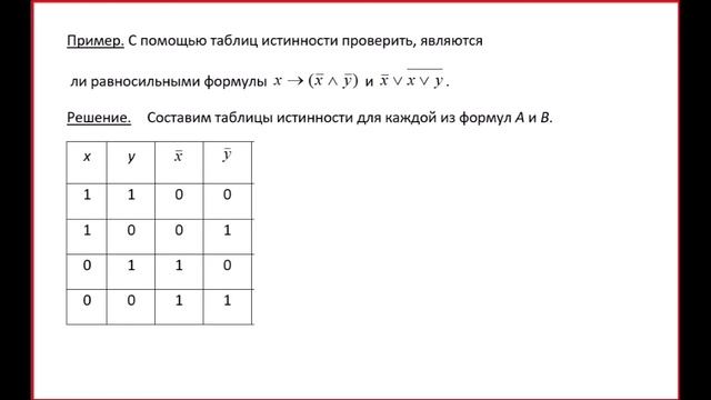 Формулы алгебры высказываний смотреть онлайн