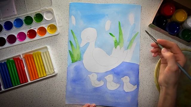 Рисуем маму уточку с утятами | Онлайн рисование для малышей| Развивающее занятие для ребенка 3-5 ле смотреть онлайн